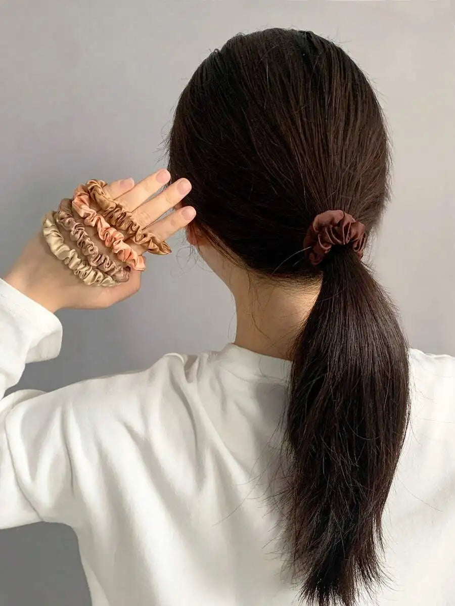 10-Piece Small Silk Hair Scrunchie Set