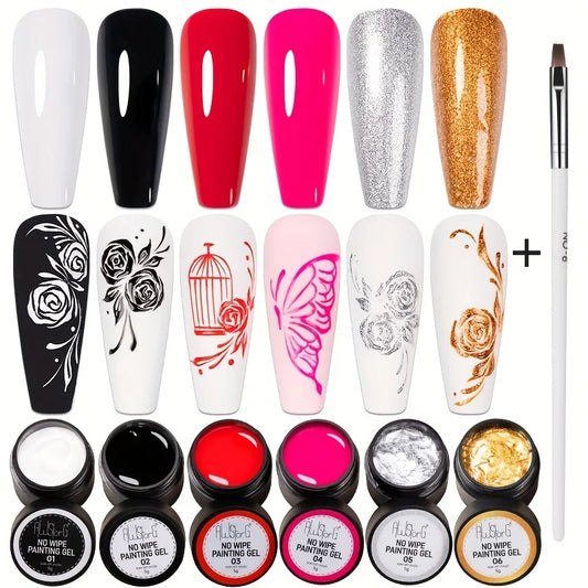 7-Piece 4-in-1 Solid Nail Art Painting Gel Set