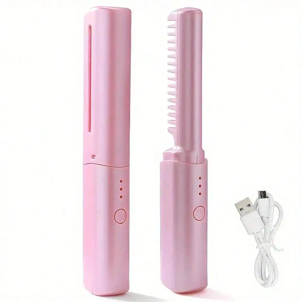 2-in-1 Cordless Hair Straightening Comb & Curler