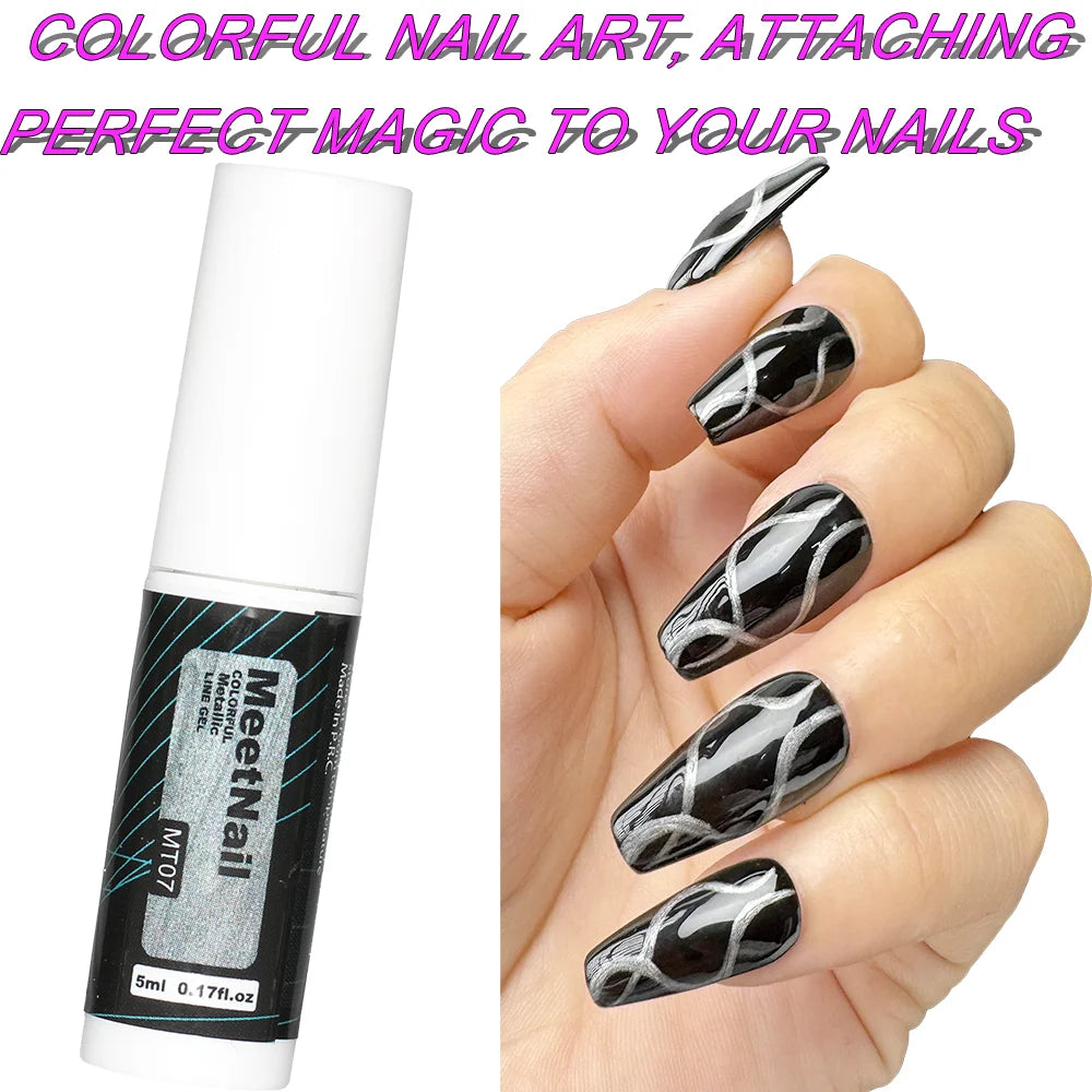 12-Color Reflective Glitter Nail Art Gel Liner Set