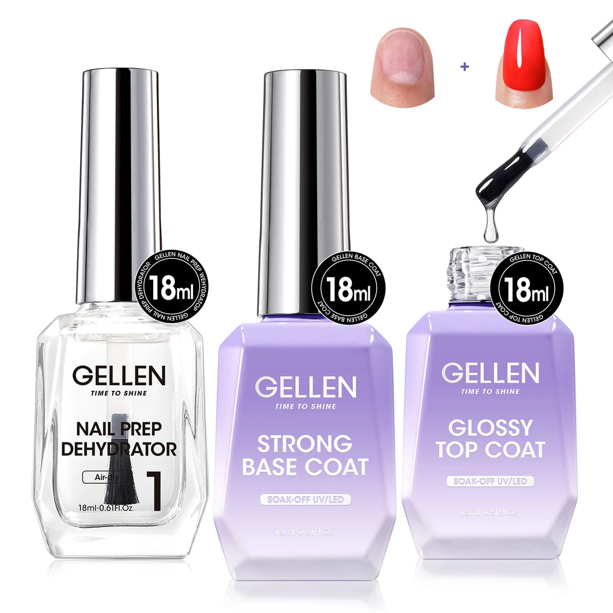 GELLEN No-Wipe Top Coat & Base Coat Gel Set