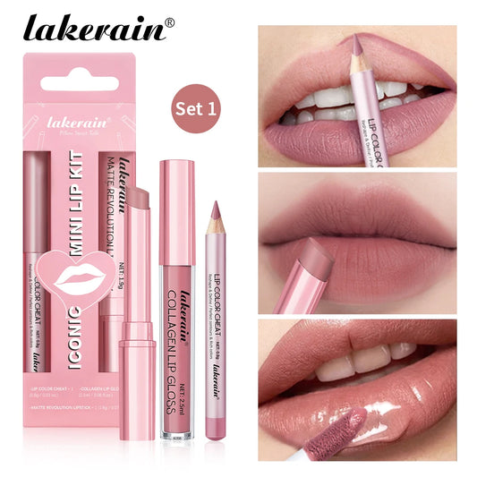 3pcs Mini Lip Makeup Kit Matte