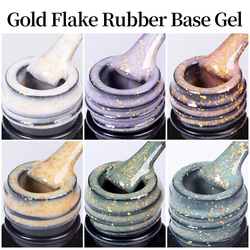 6-Piece Gold Flake Rubber Base Gel Polish Set