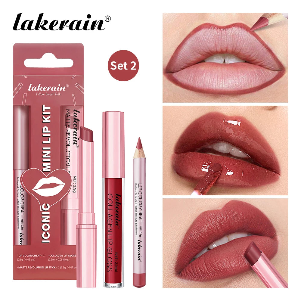 3pcs Mini Lip Makeup Kit Matte