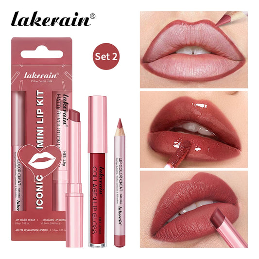 3pcs Mini Lip Makeup Kit Matte