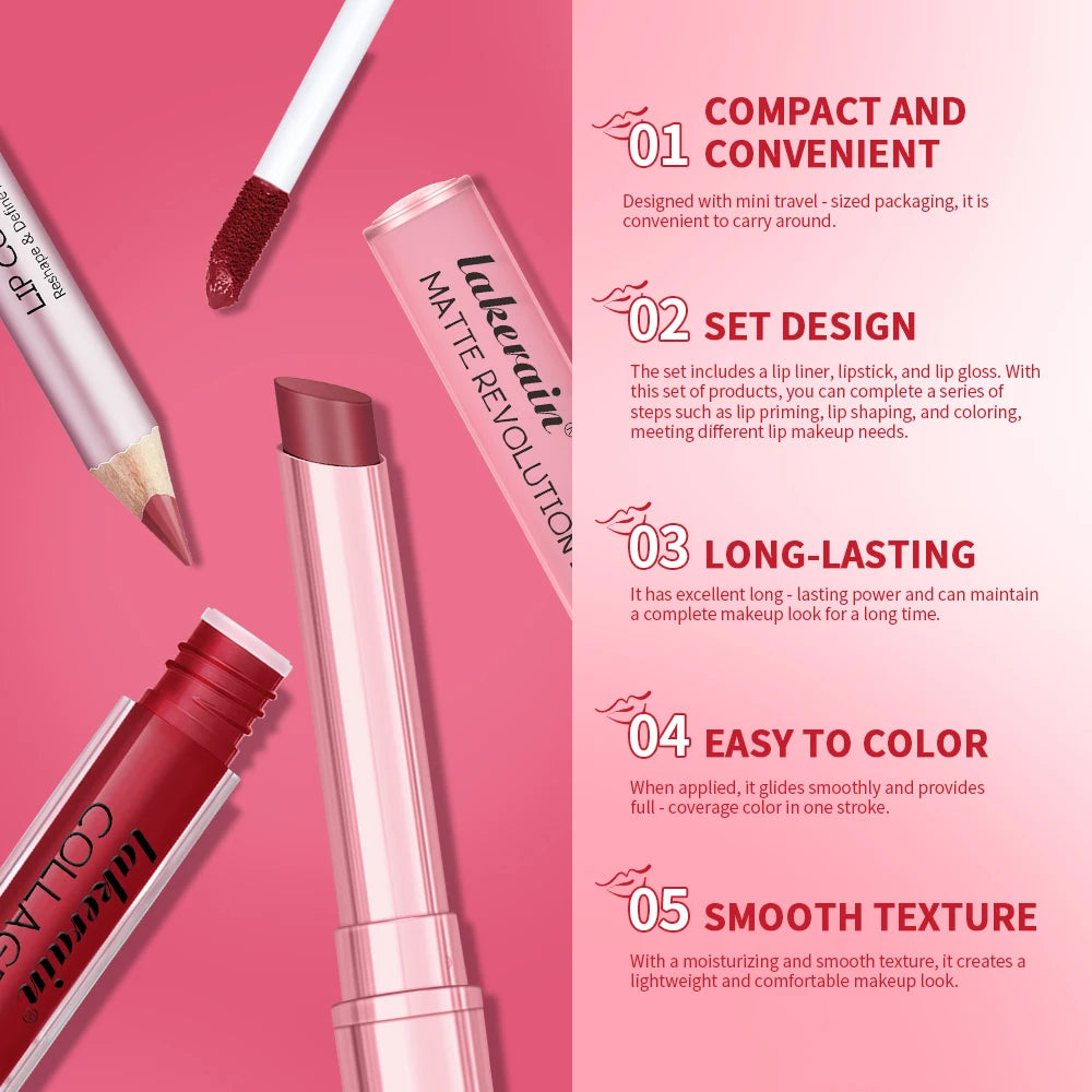 3pcs Mini Lip Makeup Kit Matte