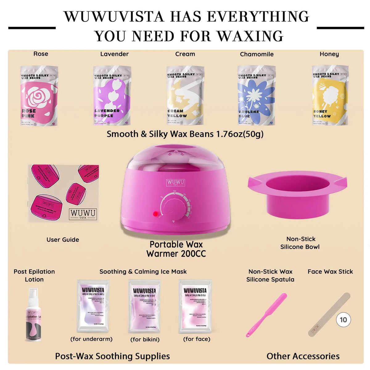 WUWUVISTA 23-Piece At-Home Waxing Kit
