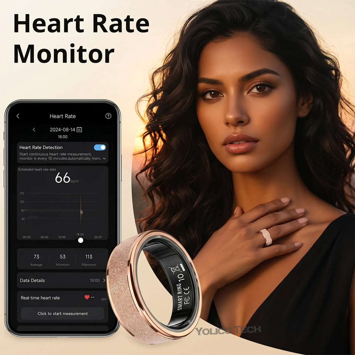 Stainless Steel Smart Ring – Activity & Step Tracker