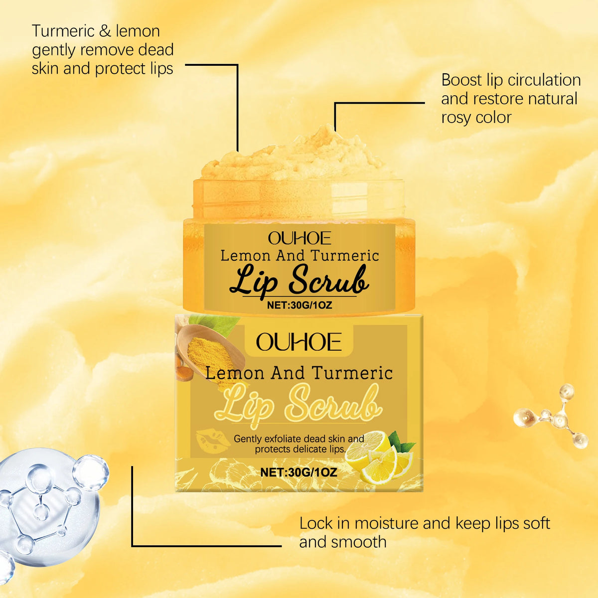 Turmeric Lemon Moisturizing Lip Scrub – 30g
