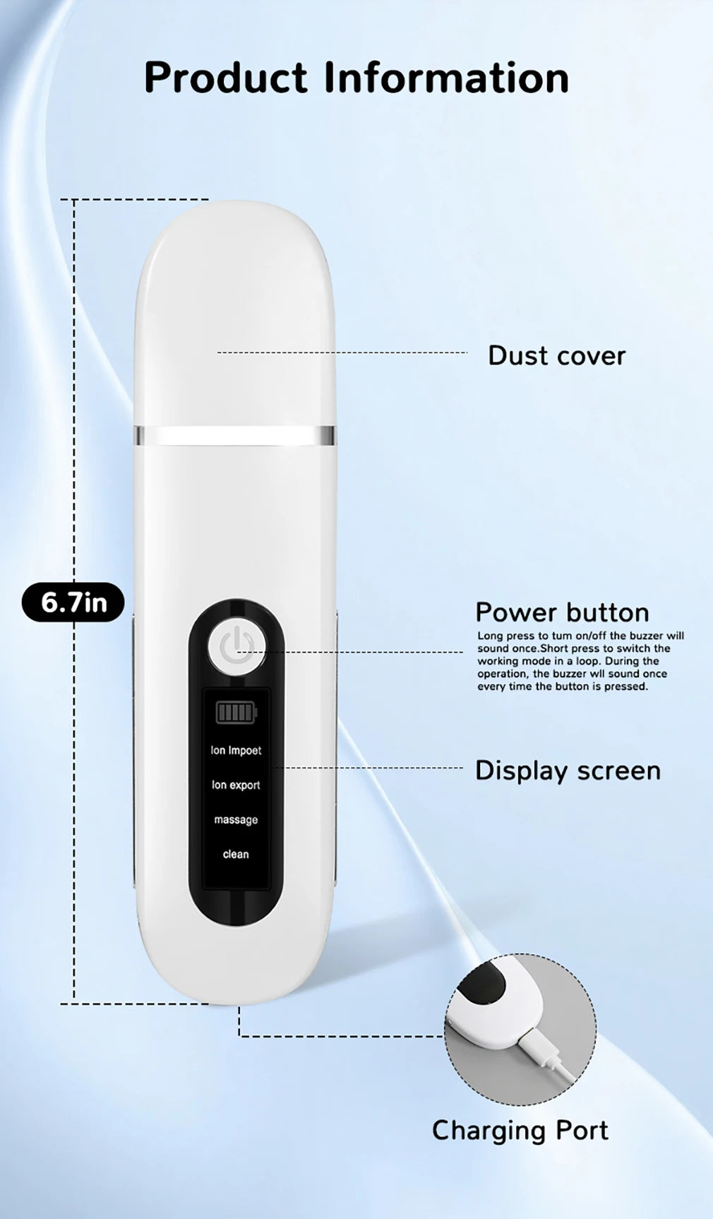 MEETCARE Ultrasonic Skin Scrubber with EMS & Warming Care