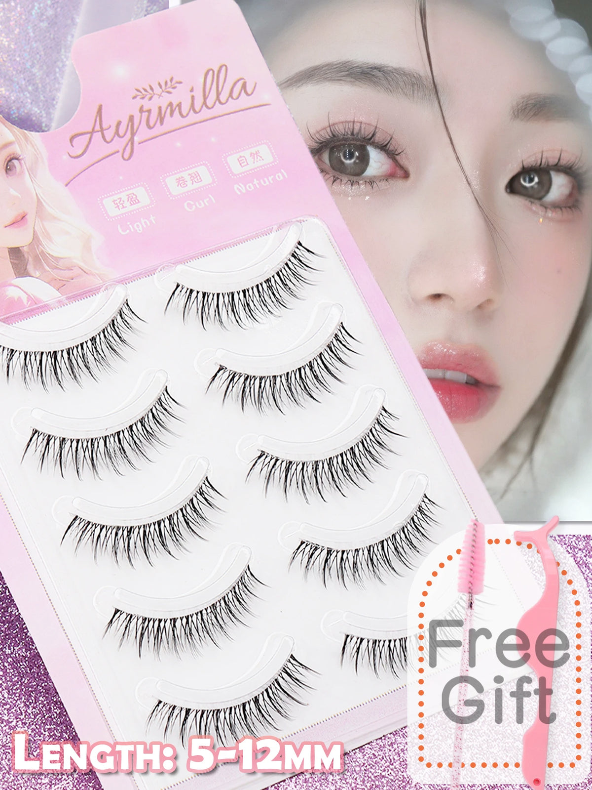 5-Pair False Strip Eyelashes Set