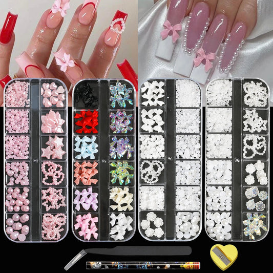 4-Box Nail Art Decoration & Accessories Set