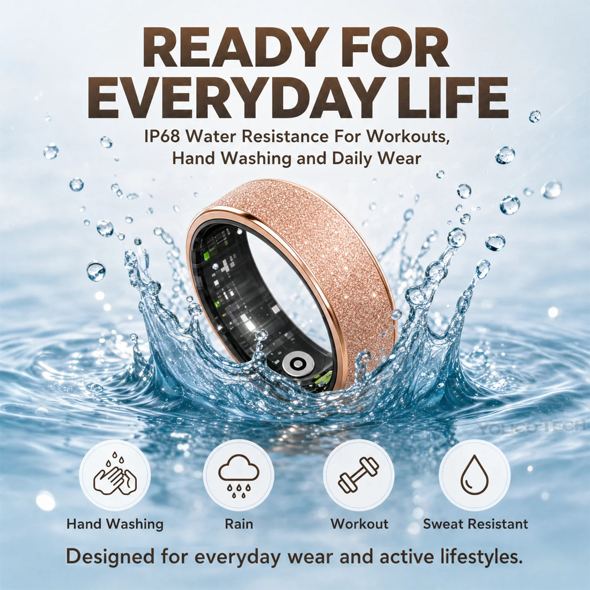 Stainless Steel Smart Ring – Activity & Step Tracker
