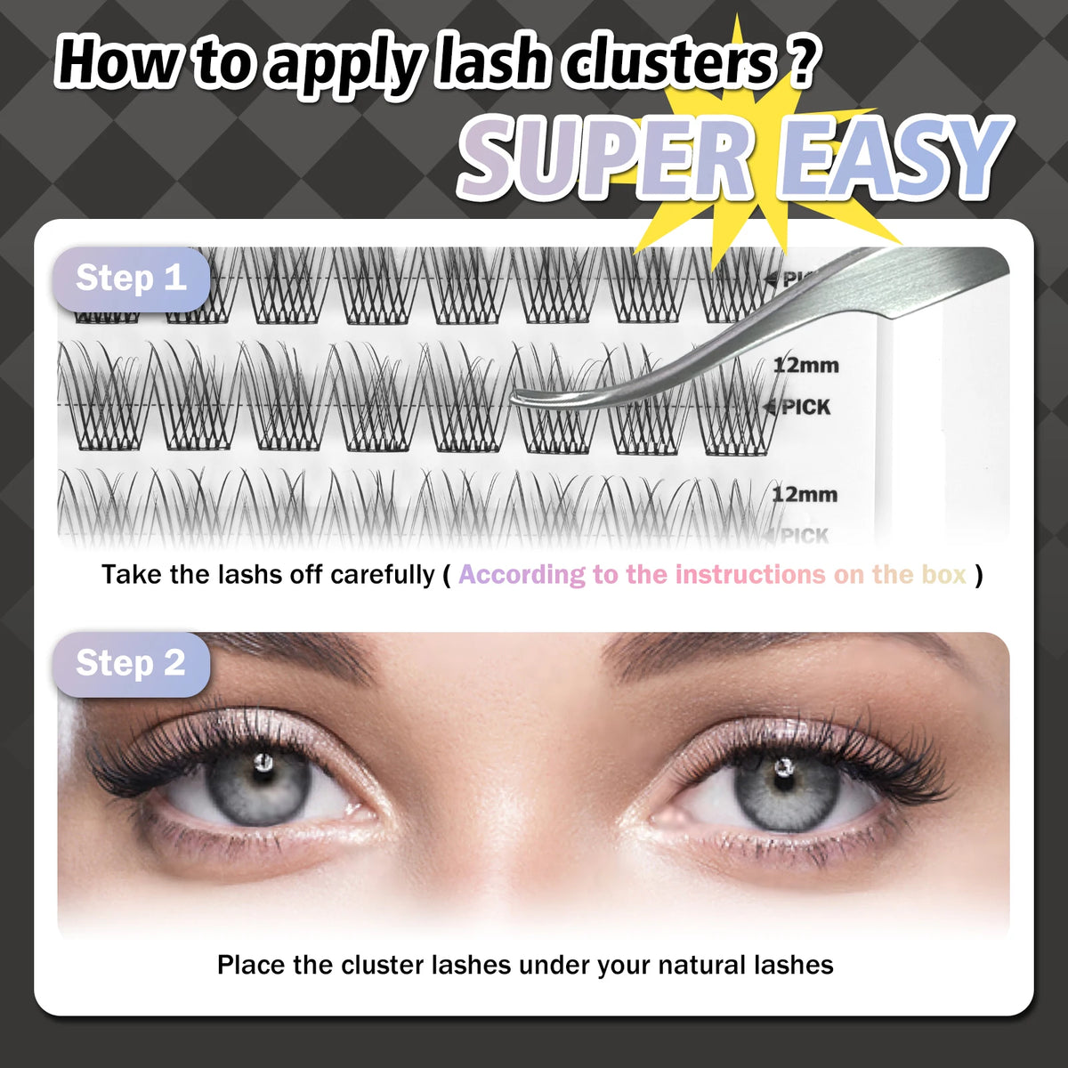 WONSIS Self-Adhesive Lash Clusters with Tweezers – 156 Clusters