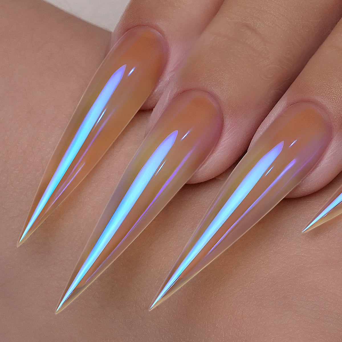 GleamTap Aurora Chrome Nail Powder – Orange Yellow with Blue Sheen