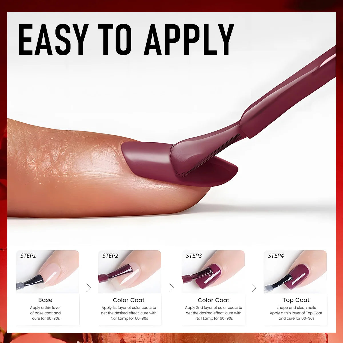6-Piece Classic Red Wine Gel Nail Polish Set
