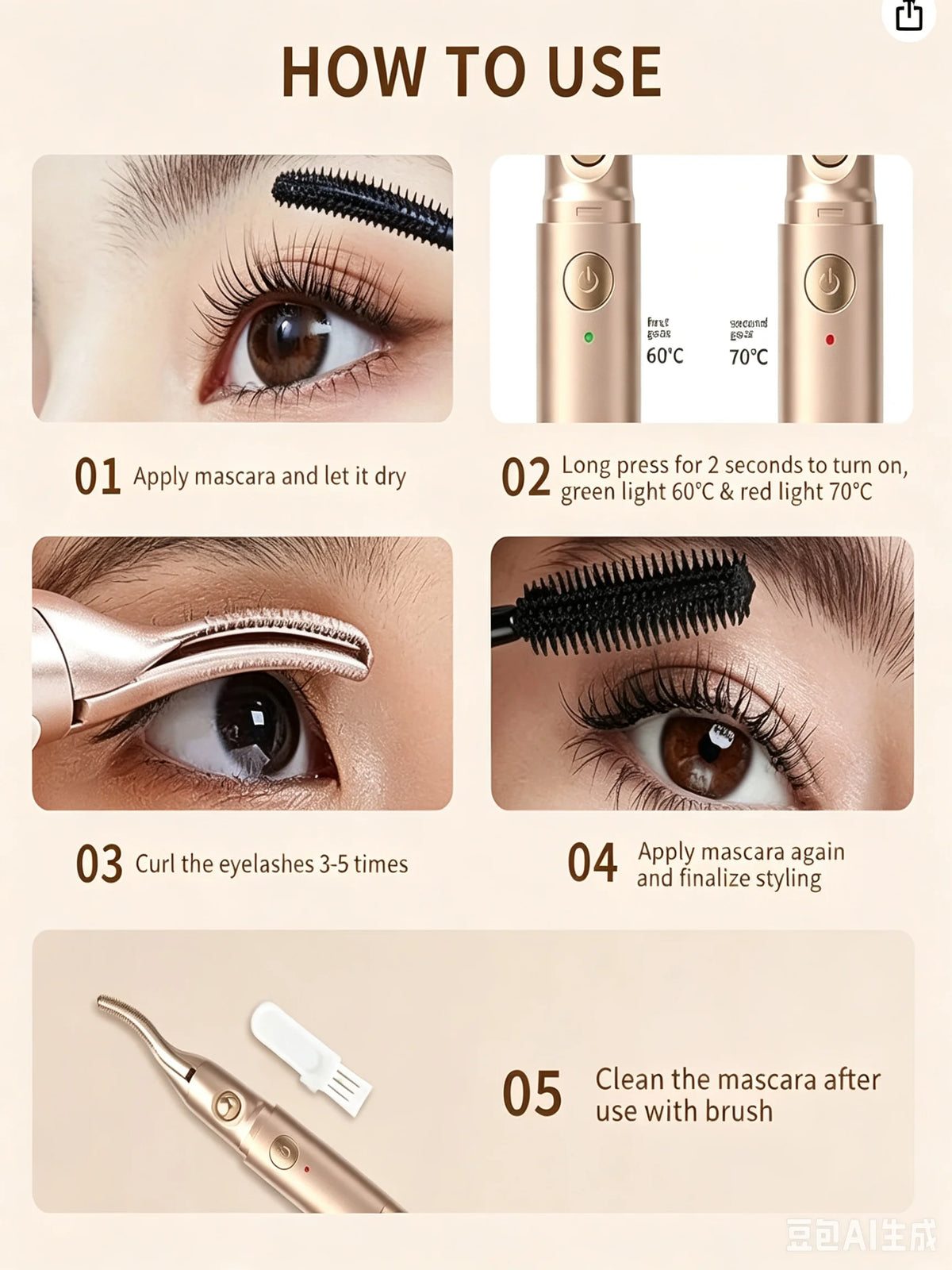 2 IN 1 Heated Eyelash Curler & Electric Eyebrow Trimmer