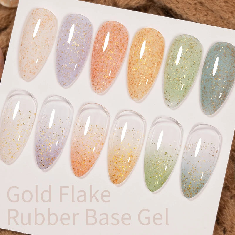 6-Piece Gold Flake Rubber Base Gel Polish Set