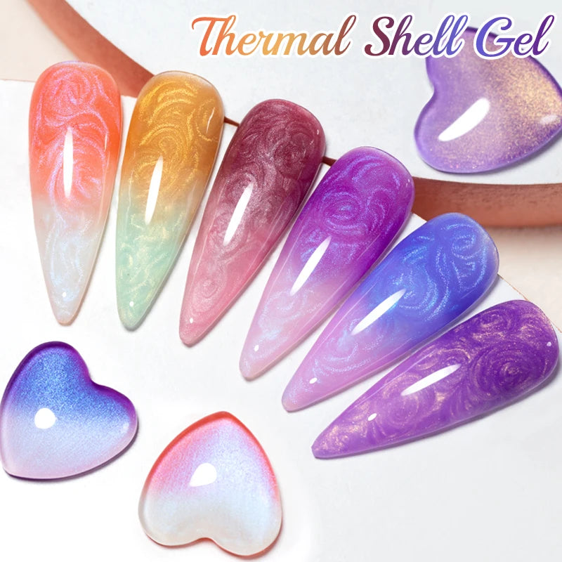Puente 6-Piece Thermal Color-Changing Shell Glitter Gel Polish Set