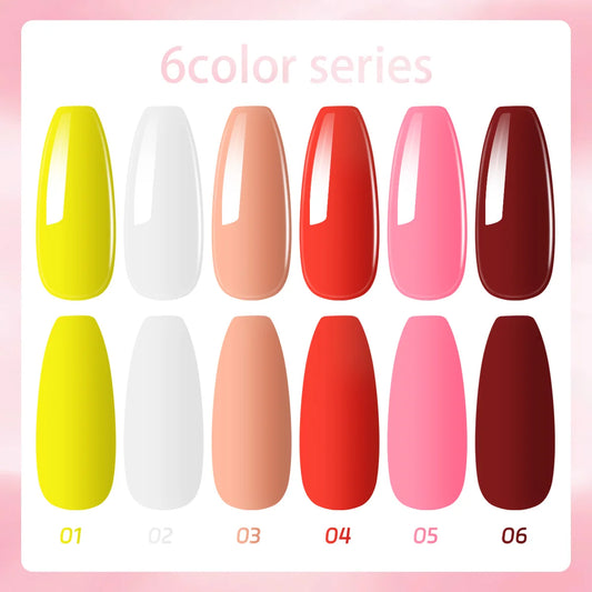 6-Shade Vibrant Solid Color Gel Nail Polish Set