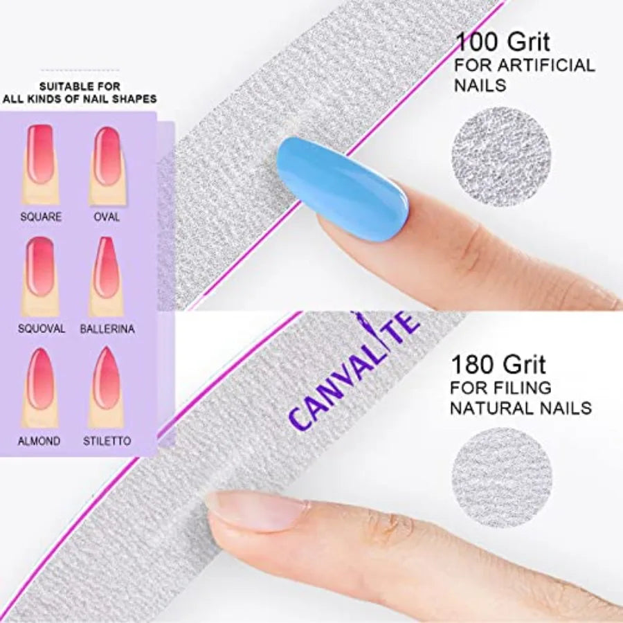 10-Piece Professional Double-Sided Nail File Set – 100/180 Grit