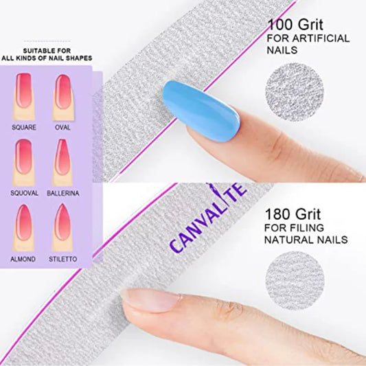 10-Piece Professional Double-Sided Nail File Set – 100/180 Grit