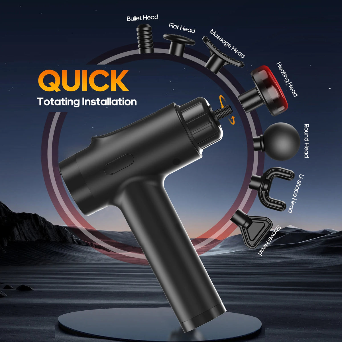 LINGTENG Heated Massage Gun with 20 Speeds & 7 Massage Heads