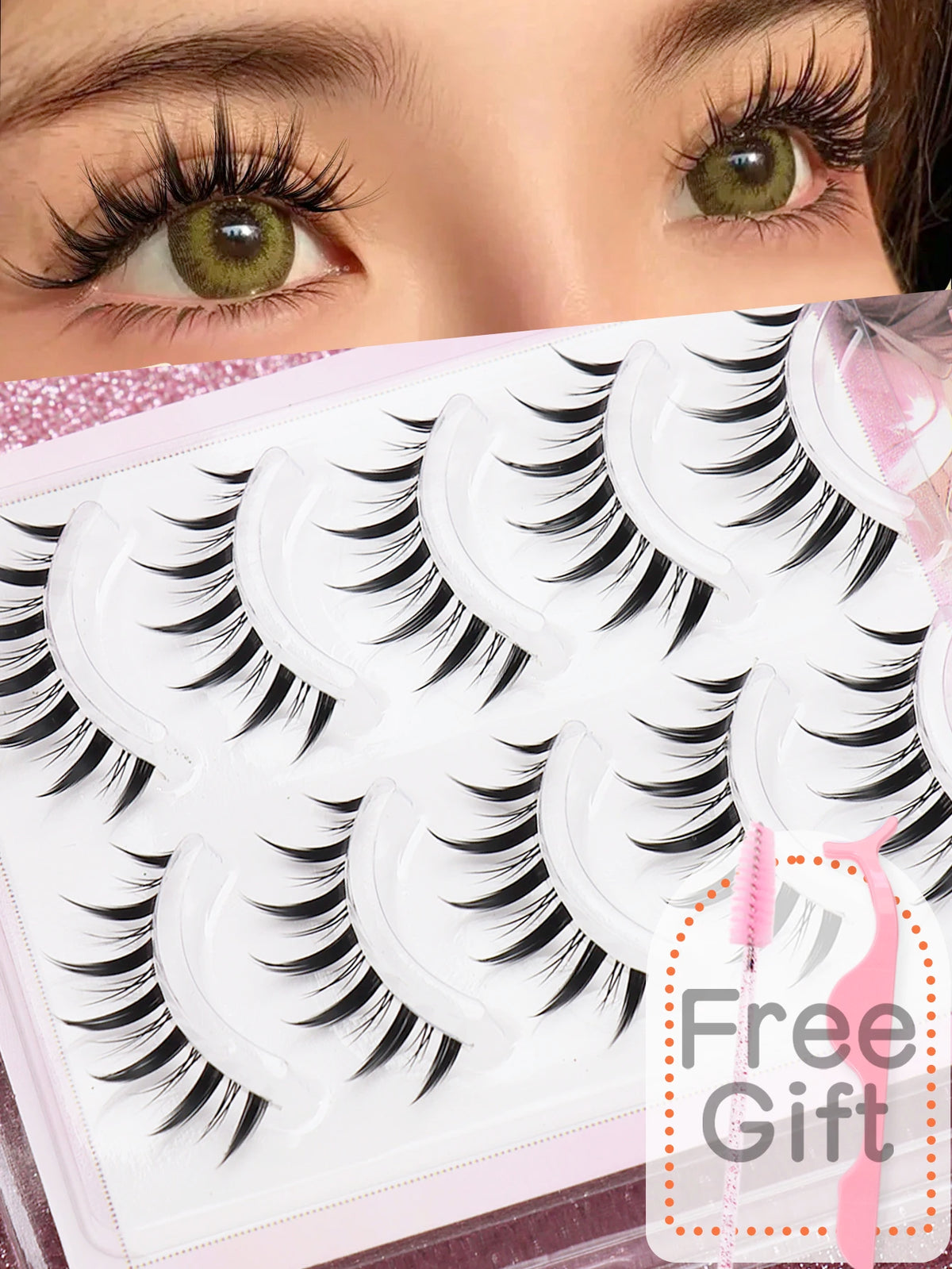 5-Pair False Strip Eyelashes Set