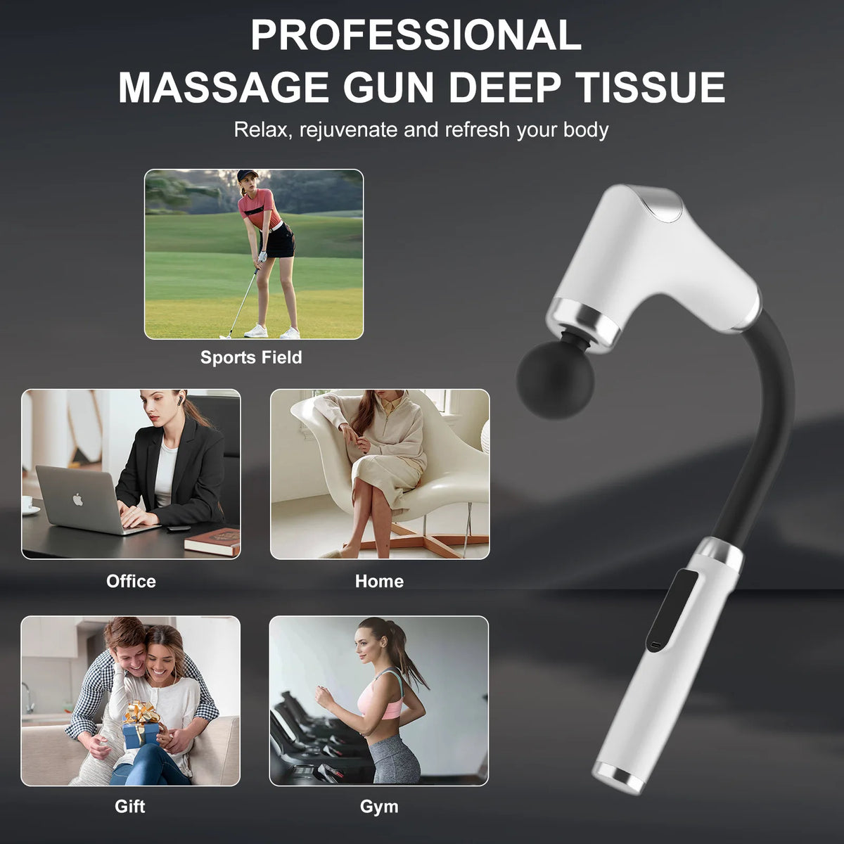 8-in-1 Long-Handle Massage Gun