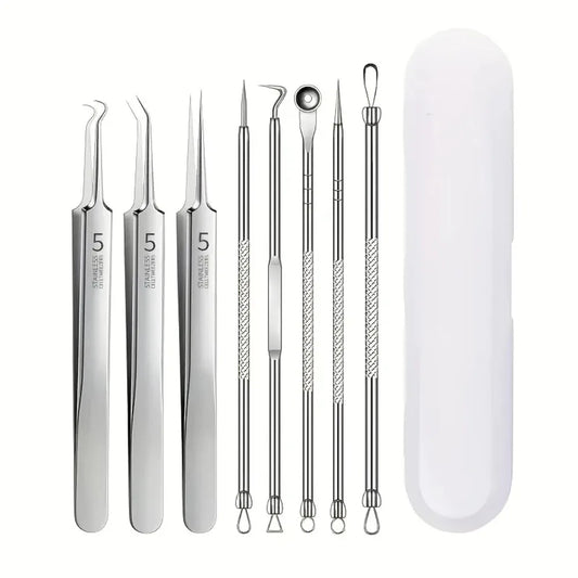 8-Piece Stainless Steel Blackhead & Blemish Extractor Kit