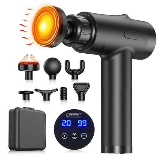 LINGTENG Heated Massage Gun with 20 Speeds & 7 Massage Heads