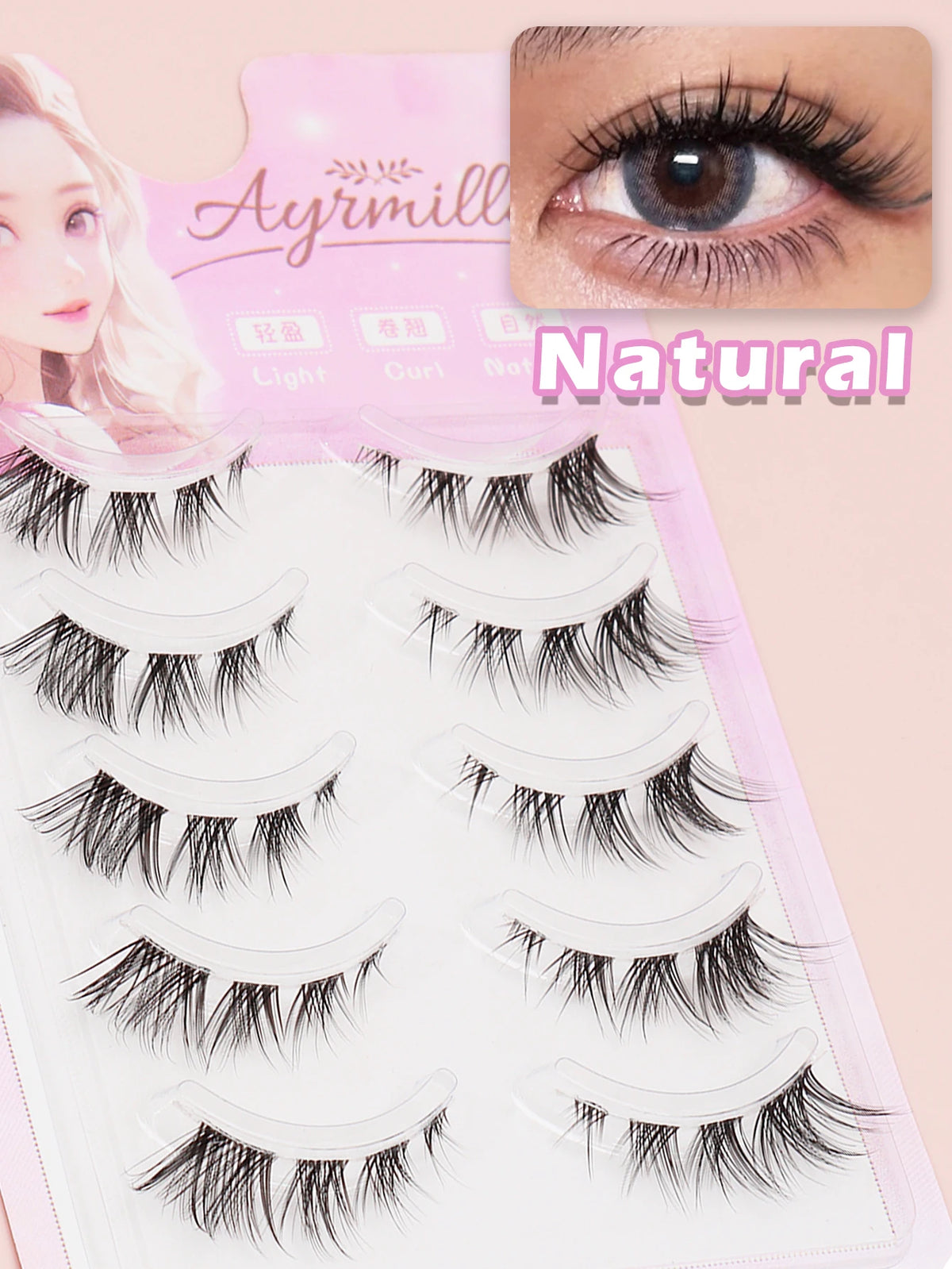 5-Pair False Strip Eyelashes Set