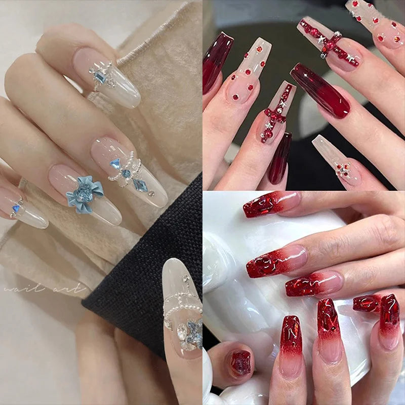 12-Compartment Flat-Back Nail Rhinestone Set