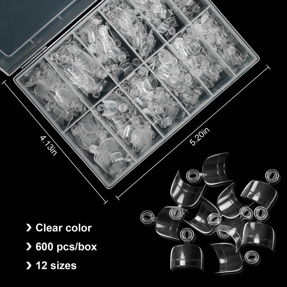 600-Piece French Short Square Half Nail Tips