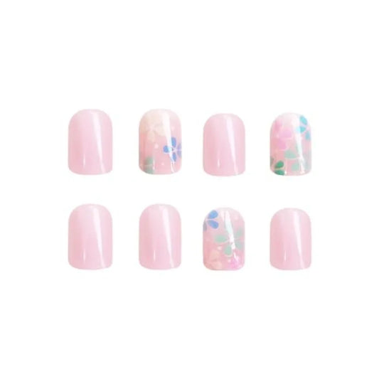 24-Piece Colorful Floral Short Square Press-On Nails