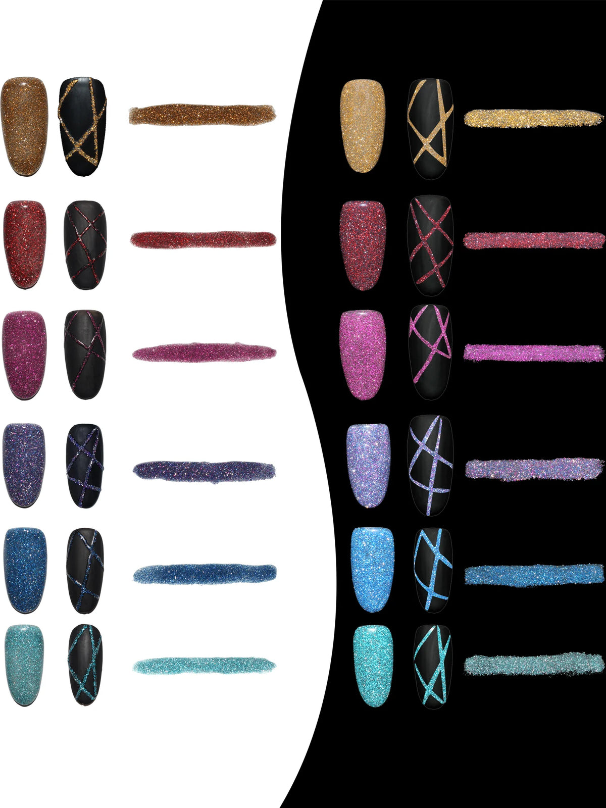12-Color Reflective Glitter Nail Art Gel Liner Set