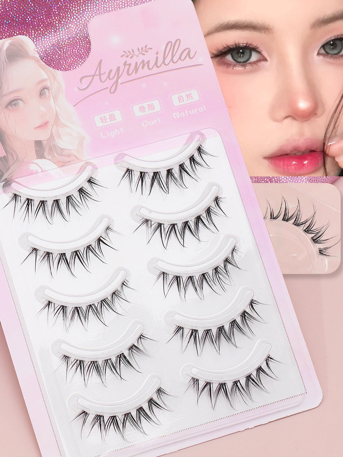 5-Pair False Strip Eyelashes Set