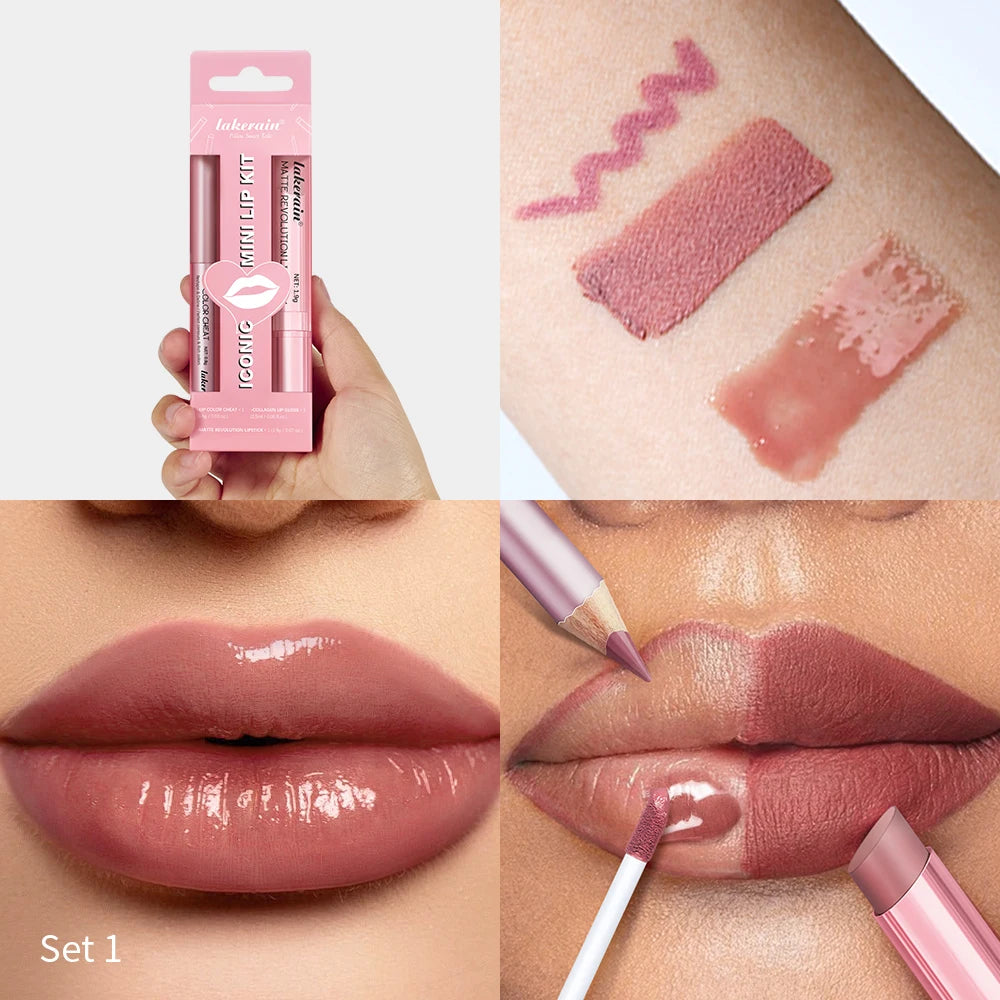 3pcs Mini Lip Makeup Kit Matte