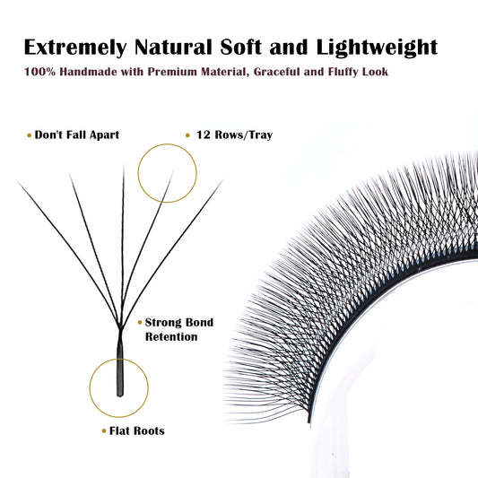 DeceMars 5D W-Shaped Eyelash Extensions – 12-Row Tray