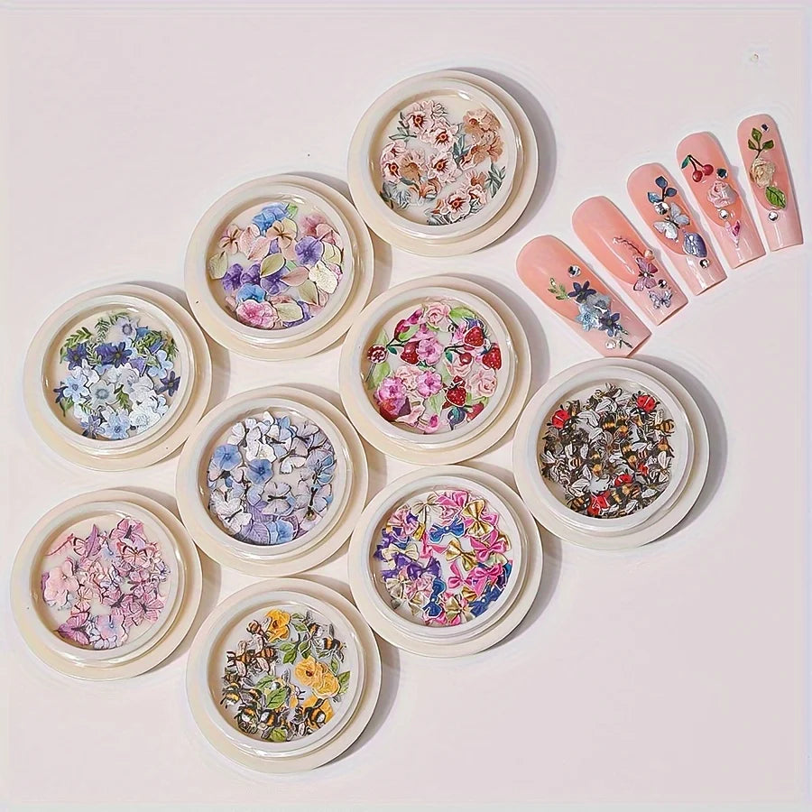 9-Box Mixed Nail Art Paper Slice Decoration Set