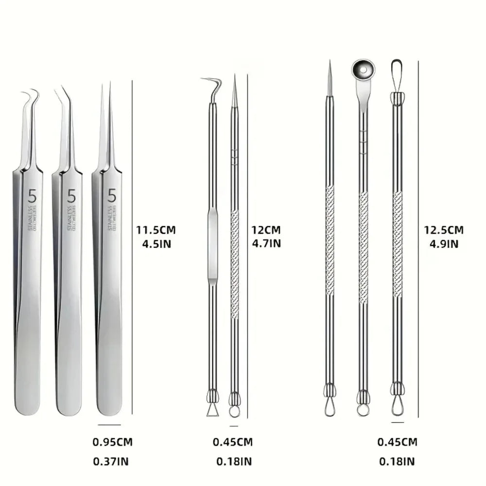 8-Piece Stainless Steel Blackhead & Blemish Extractor Kit