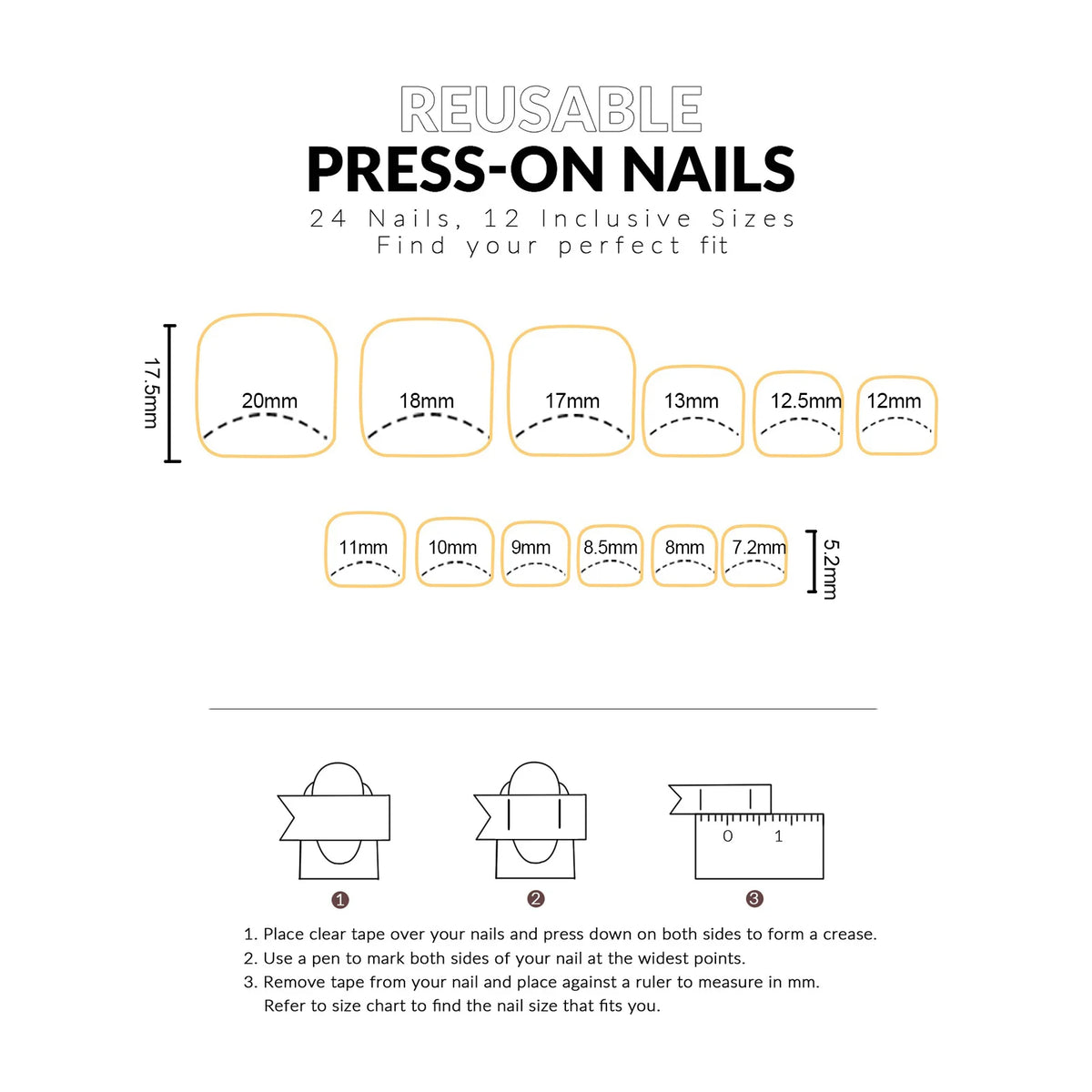 24-Piece French Rhinestone Press-On Toenail Set