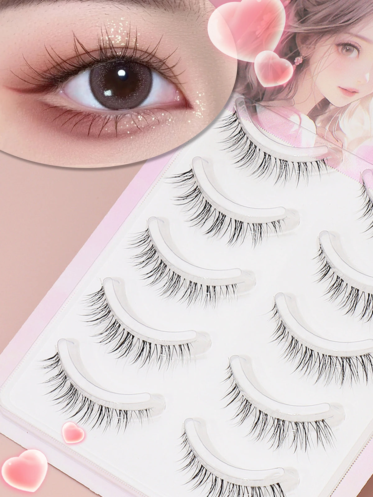 5-Pair False Strip Eyelashes Set