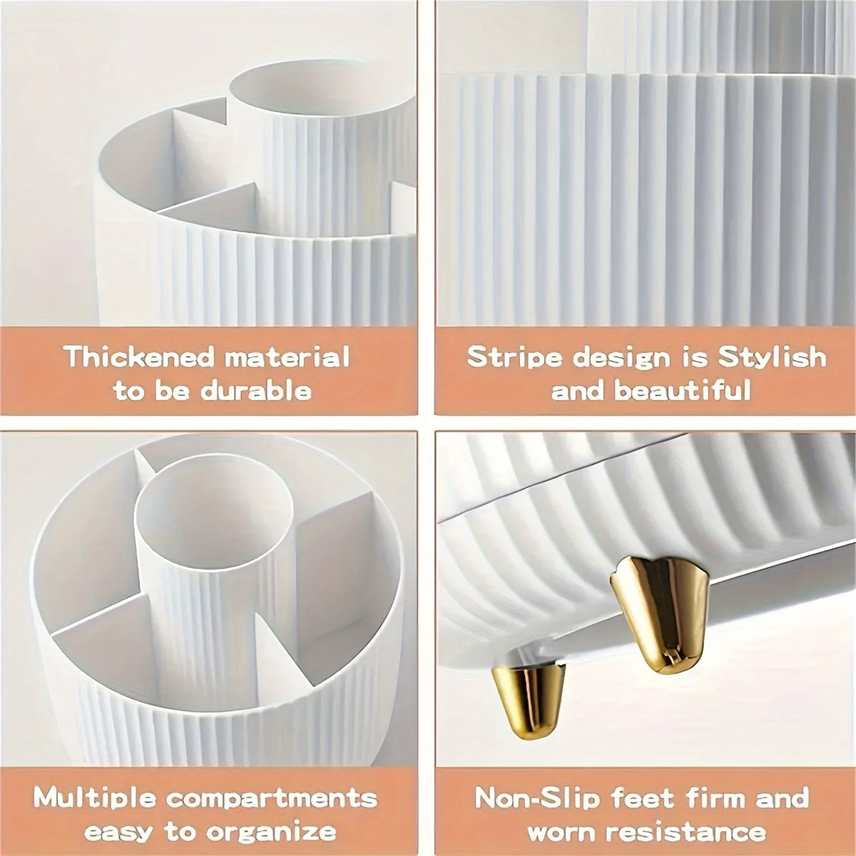 360° Rotating Makeup Organizer with 5 Compartments