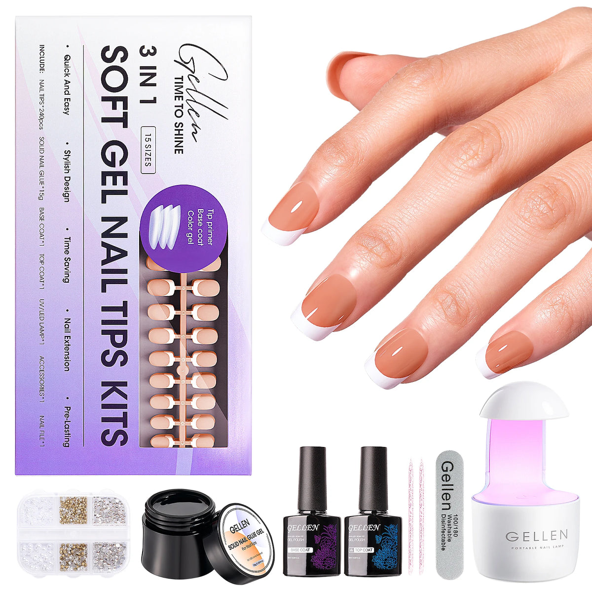 GELLEN French Tip Press-On Gel Nail Kit