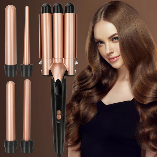 5-in-1 Interchangeable Ceramic Curling Wand Set