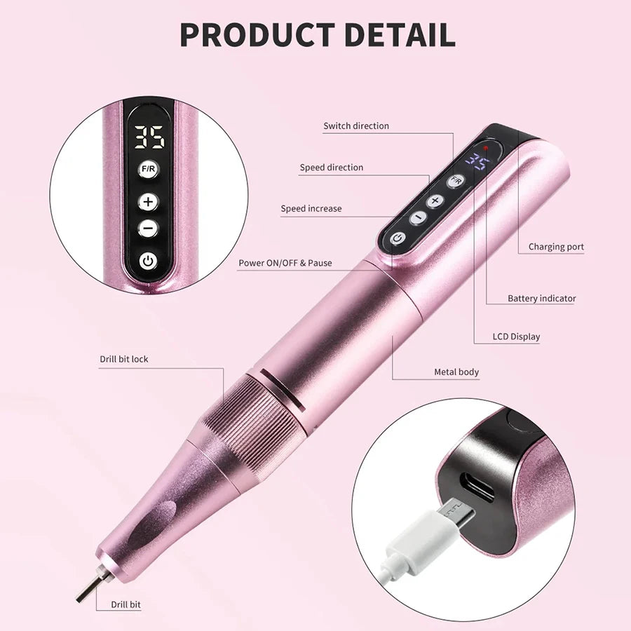 Cosprysmal Rechargeable High-Speed Nail Drill