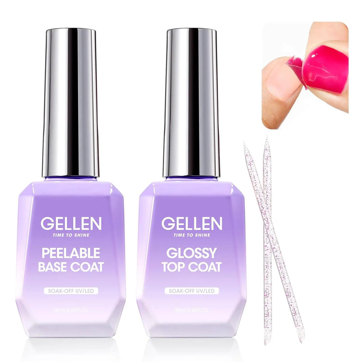 GELLEN No-Wipe Top Coat & Base Coat Gel Set