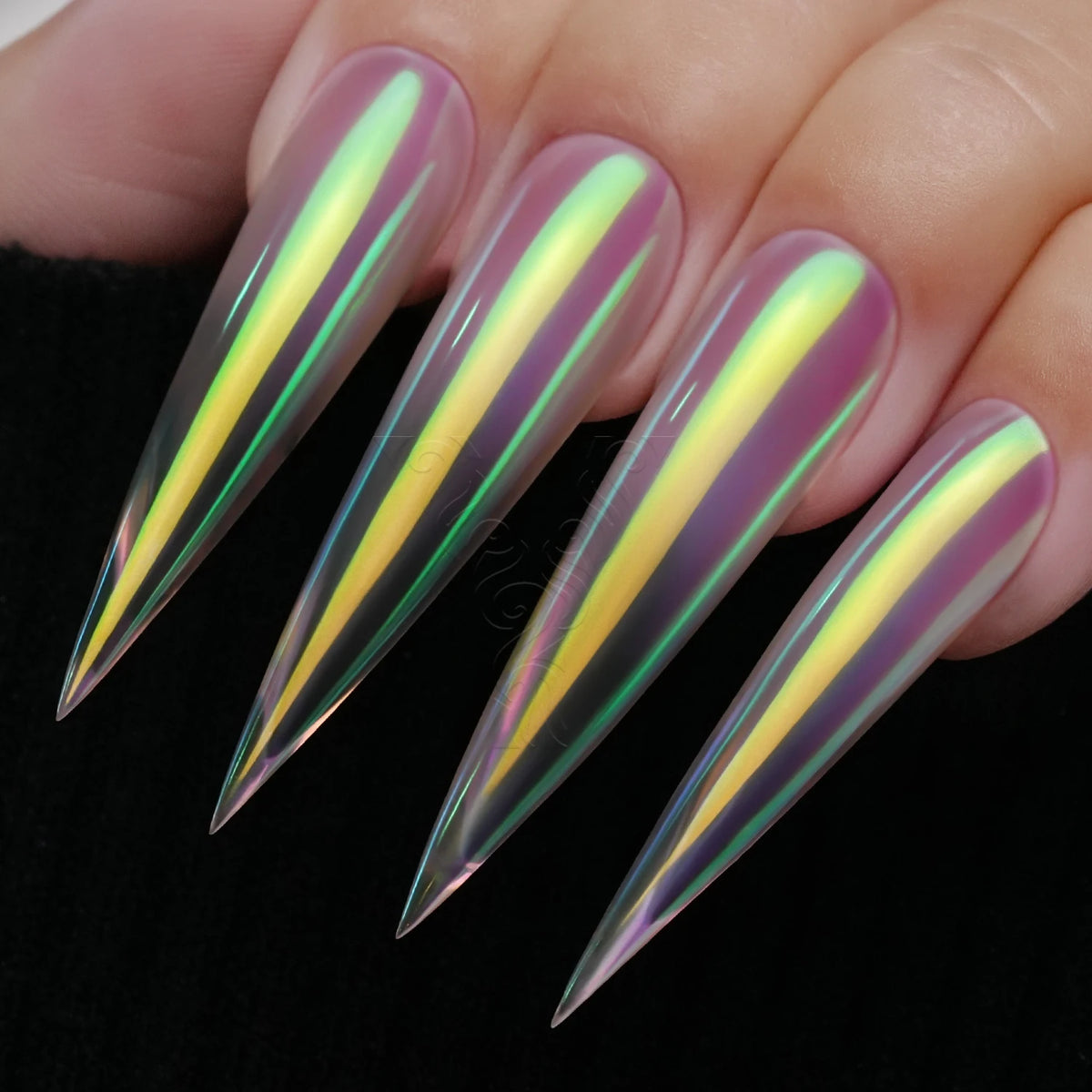 GleamTap Aurora Chrome Nail Powder – Orange Yellow with Blue Sheen