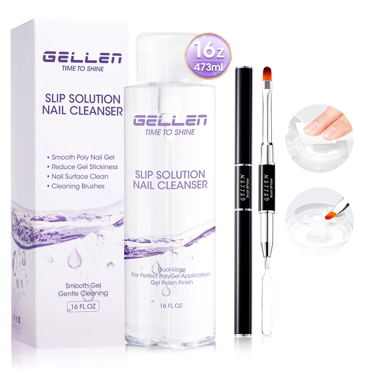 GELLEN Polygel Slip Solution & Nail Cleanser – 473ml